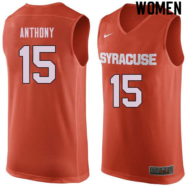 Women #15 Carmelo Anthony Syracuse Orange College Basketball Jerseys Sale-Orange